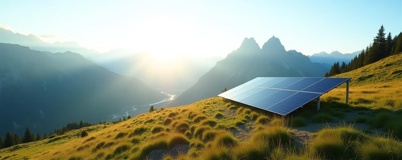 Alpenpanorama mit Solaranlagen